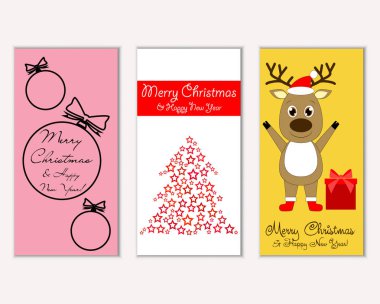 mutlu Noeller ve mutlu yeni yıl tebrik kartları vektör çizim
