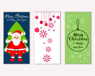 mutlu Noeller ve mutlu yeni yıl tebrik kartları vektör çizim