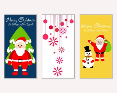 mutlu Noeller ve mutlu yeni yıl tebrik kartları vektör çizim