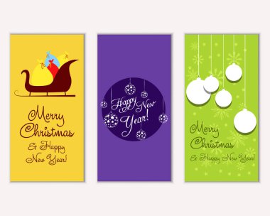 mutlu Noeller ve mutlu yeni yıl tebrik kartları vektör çizim