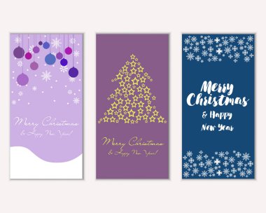 Mutlu Noeller ve mutlu yeni yıl tebrik kartları. Vektör çizim       