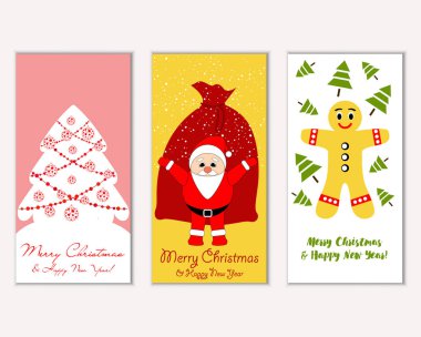 vektör çizim kış tatil tebrik kartları