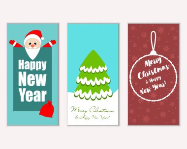 vektör çizim kış tatil tebrik kartları