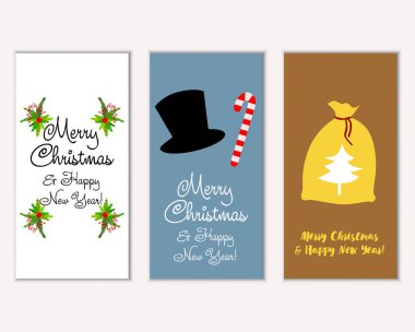 mutlu Noeller ve mutlu yeni yıl tebrik kartları vektör çizim