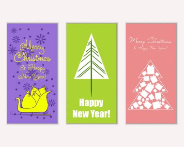 vektör çizim kış tatil tebrik kartları