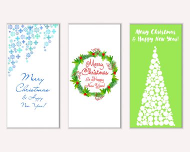 Renkli Noel kartları ile yeni yıl süslemeleri, illüstrasyon vektör