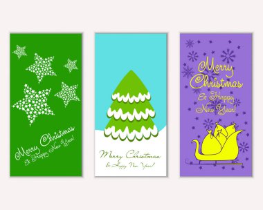 vektör çizim kış tatil tebrik kartları