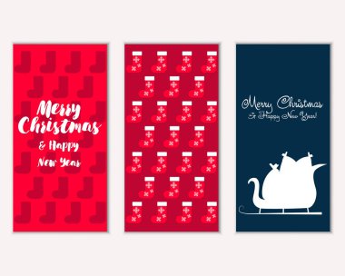 mutlu Noeller ve mutlu yeni yıl tebrik kartları vektör çizim