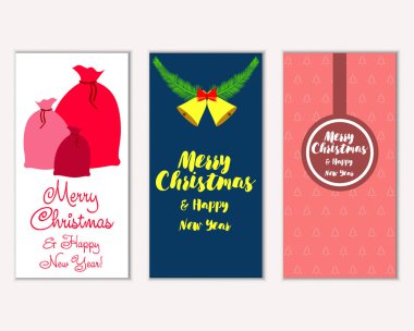mutlu Noeller ve mutlu yeni yıl tebrik kartları vektör çizim      