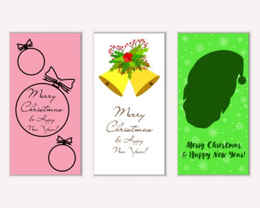 Renkli Noel kartları ile yeni yıl süslemeleri, illüstrasyon vektör