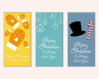 mutlu Noeller ve mutlu yeni yıl tebrik kartları vektör çizim       