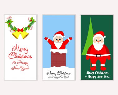 mutlu Noeller ve mutlu yeni yıl tebrik kartları vektör çizim