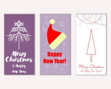 vektör çizim kış tatil tebrik kartları