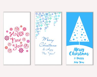 Renkli Noel kartları ile yeni yıl süslemeleri, illüstrasyon vektör
