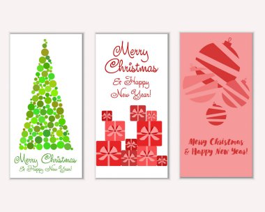 Mutlu Noeller ve mutlu yeni yıl tebrik kartları. Vektör çizim   