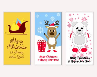 vektör çizim kış tatil tebrik kartları