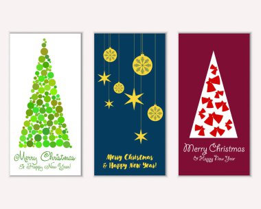 Renkli Noel kartları ile yeni yıl süslemeleri, illüstrasyon vektör
