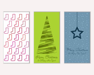 Mutlu Noeller ve mutlu yeni yıl tebrik kartları. Vektör çizim   
