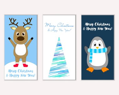Renkli Noel kartları ile yeni yıl süslemeleri, illüstrasyon vektör