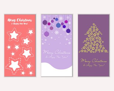 Mutlu Noeller ve mutlu yeni yıl tebrik kartları. Vektör çizim       