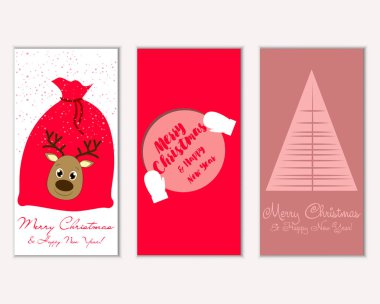 Mutlu Noeller ve mutlu yeni yıl tebrik kartları. Vektör çizim   
