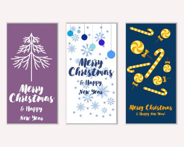 vektör çizim kış tatil tebrik kartları