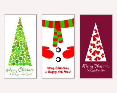 vektör çizim kış tatil tebrik kartları