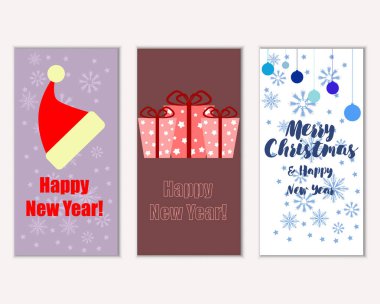 vektör çizim kış tatil tebrik kartları