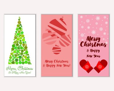 Mutlu Noeller ve mutlu yeni yıl tebrik kartları. Vektör çizim   