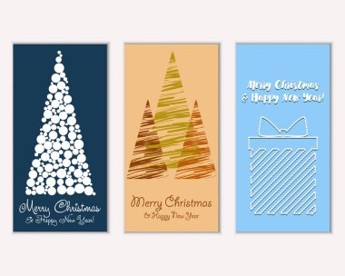 Mutlu Noeller ve mutlu yeni yıl tebrik kartları. Vektör çizim   