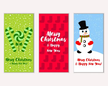 mutlu Noeller ve mutlu yeni yıl tebrik kartları vektör çizim