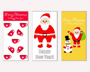 mutlu Noeller ve mutlu yeni yıl tebrik kartları vektör çizim       