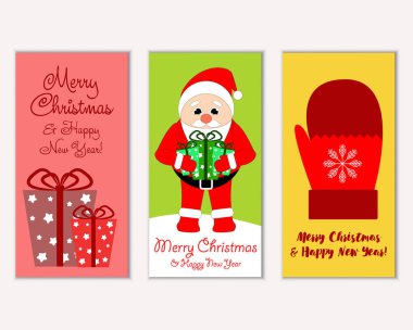 Mutlu Noeller ve mutlu yeni yıl tebrik kartları. Vektör çizim     