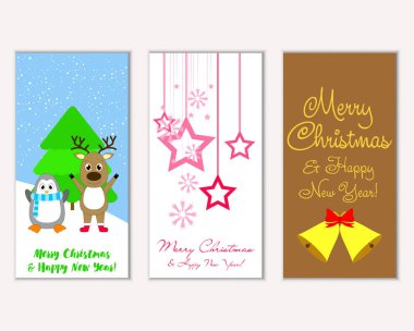 vektör çizim kış tatil tebrik kartları