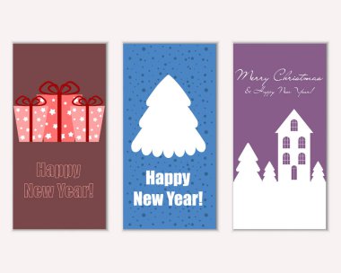 mutlu Noeller ve mutlu yeni yıl tebrik kartları vektör çizim     