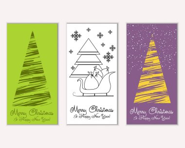 Mutlu Noeller ve mutlu yeni yıl tebrik kartları. Vektör çizim     