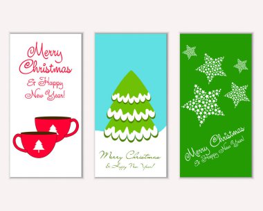 vektör çizim kış tatil tebrik kartları