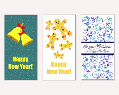 vektör çizim kış tatil tebrik kartları