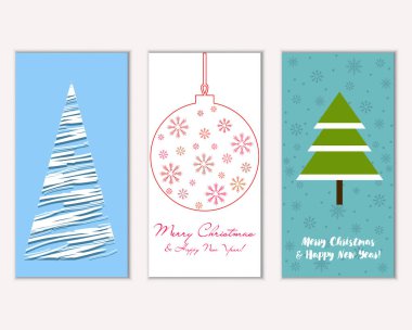 vektör çizim kış tatil tebrik kartları