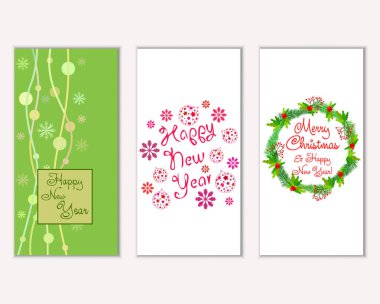 Renkli Noel kartları ile yeni yıl süslemeleri, illüstrasyon vektör
