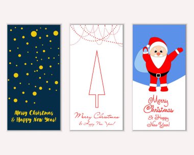 vektör çizim kış tatil tebrik kartları