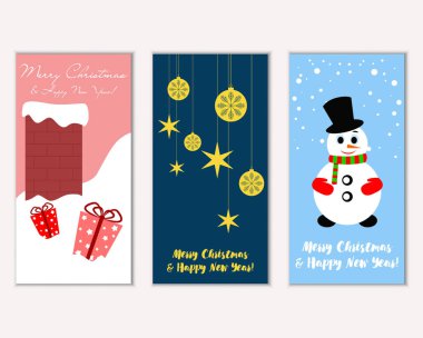 vektör çizim kış tatil tebrik kartları