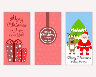 mutlu Noeller ve mutlu yeni yıl tebrik kartları vektör çizim