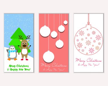 vektör çizim kış tatil tebrik kartları