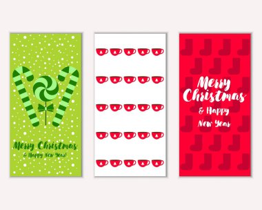 mutlu Noeller ve mutlu yeni yıl tebrik kartları vektör çizim