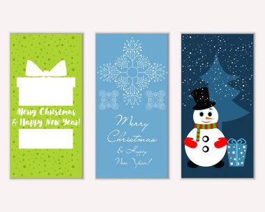 Mutlu Noeller ve mutlu yeni yıl tebrik kartları. Vektör çizim   