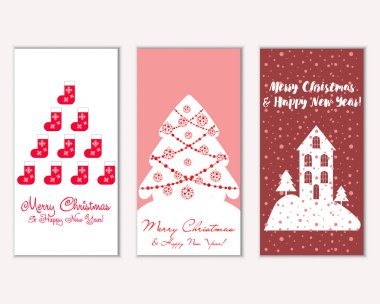 vektör çizim kış tatil tebrik kartları