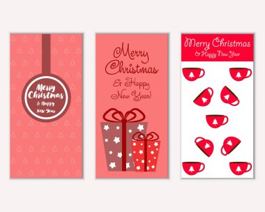 mutlu Noeller ve mutlu yeni yıl tebrik kartları vektör çizim