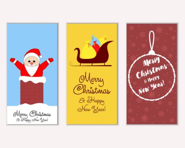 vektör çizim kış tatil tebrik kartları