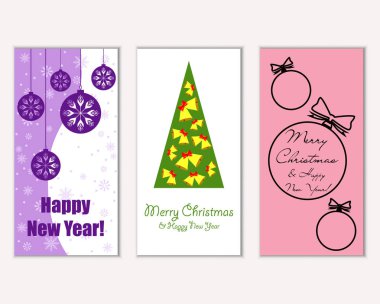 Renkli Noel kartları ile yeni yıl süslemeleri, illüstrasyon vektör